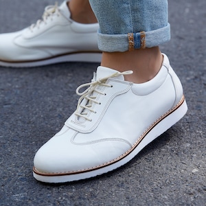 New York in White Leather UNISEX Swing Dance Shoes Vintage Shoes Customized Harlem Shoes image 1