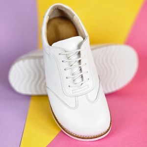 Barefoot New York in White Leather | Unisex Swing Dance Shoes | Vintage Shoes | Customized | Harlem Shoes