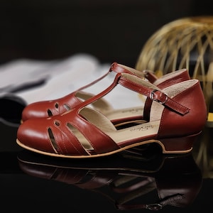 Rosy in Brown Leather | Women Swing Dance Shoes | Vintage Shoes | Customized | Harlem Shoes