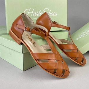 Sommer in hellbraunem Kunstleder | Frauen Swing Tanzschuhe | Vintage Schuhe | Angepasst | Harlem Schuhe