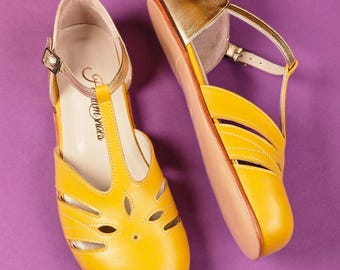 Canvas Made In Lindy Shoes Barefoot Rosy In Yellow Gold Leather