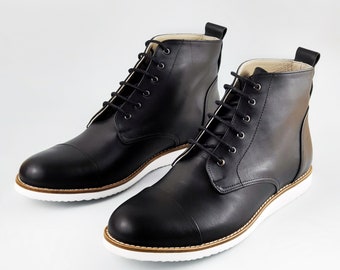 Derby Boots in Black Leather | EVA SOLE | Unisex Swing Dance Shoes | Vintage Shoes | Customized | Harlem Shoes
