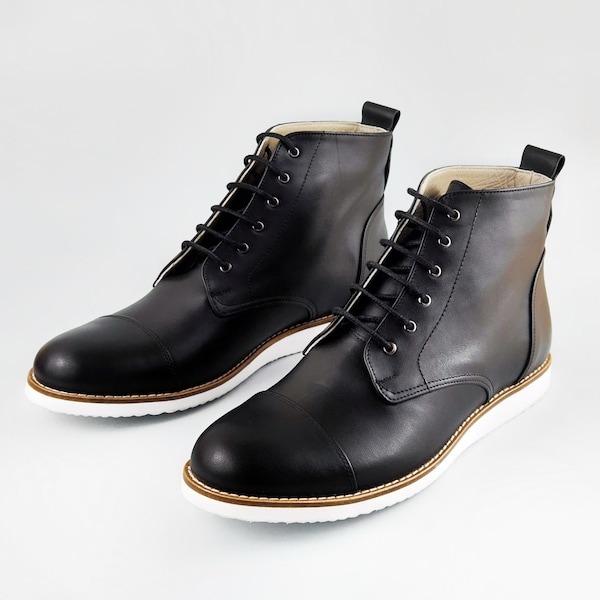 Derby Boots in Black Leather | EVA SOLE | Unisex Swing Dance Shoes | Vintage Shoes | Customized | Harlem Shoes