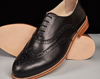 Zapatos brogue de cuero negro / Zapatos de swing unisex / Zapatos vintage / Personalizados / Zapatos Harlem