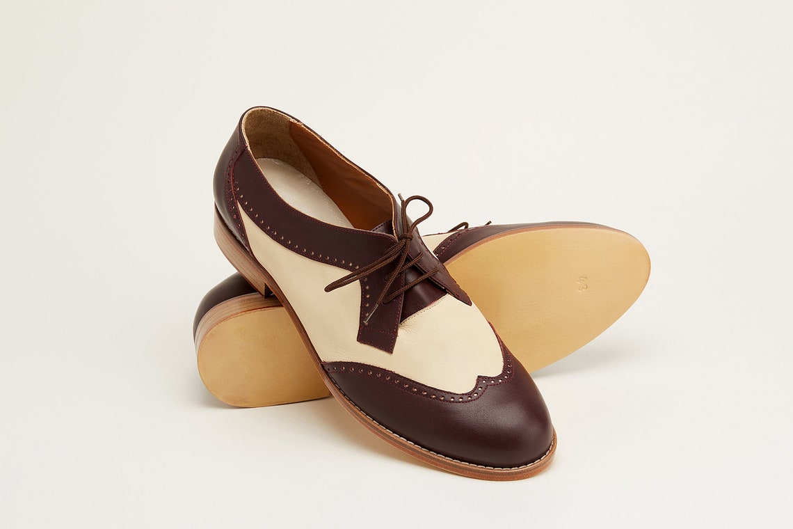 Men Swing Dance Shoes Mens Oxfords bordeaux & beige leather Etsy