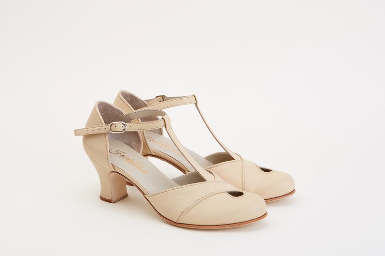 Women Swing Dance Shoes Muse beige leather handmade by Harlem Etsy