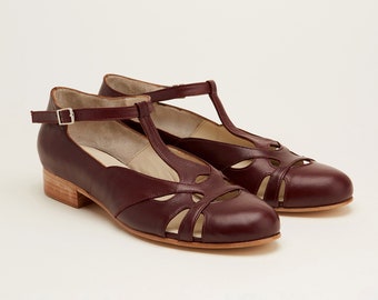 Spring in Bordeaux Leather | Women Swing Dance Shoes | Vintage Shoes | Customized | Harlem Shoes