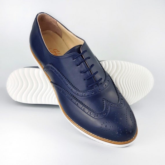 Brogue in Dark Blue Leather | Unisex Swing Dance Shoes  display picture 2