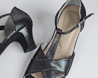 Barefoot Doris in Silver Rain Suede | Women Tango & Latin Dance Shoes | Salsa, Bachata, Ballroom Heels | Customized | Harlem Shoes