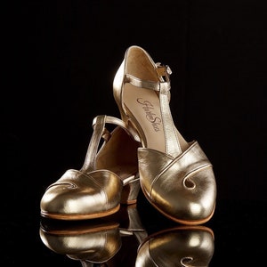 Muse in Platinum Gold Leather | Women Swing Dance Shoes | Vintage Shoes | Customized | Harlem Shoes