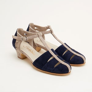 Harmony in Dark Blue & Soft Gray Suede | Women Swing Dance Shoes | Vintage Shoes | Customized | Harlem Shoes