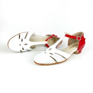Rosy in White and Red Leather | Women Swing Dance Shoes | Vintage Shoes | Customized | Harlem Shoes