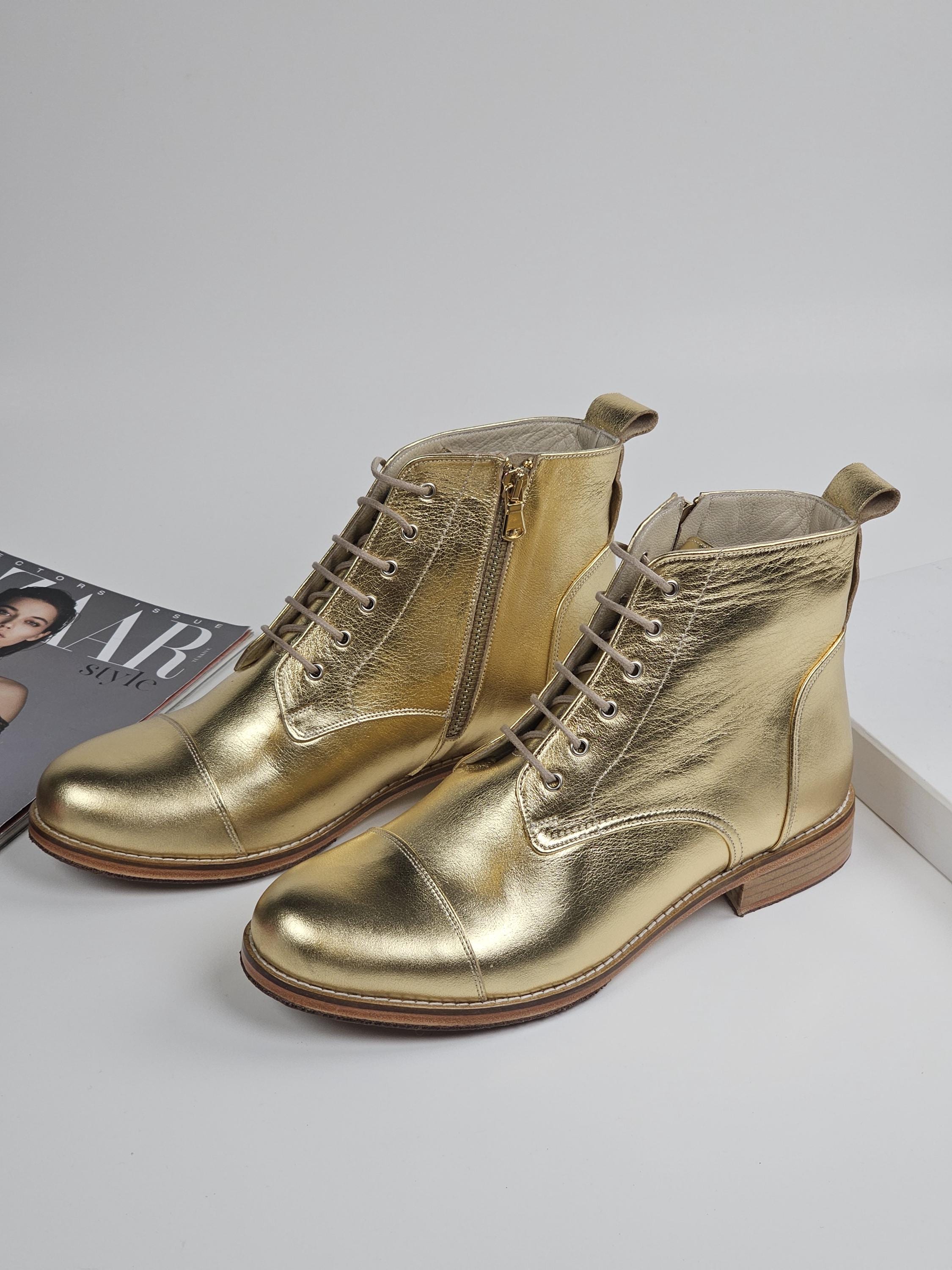womens gold dress boots Giselle Gold Dipped Ankle Boots main image 0
