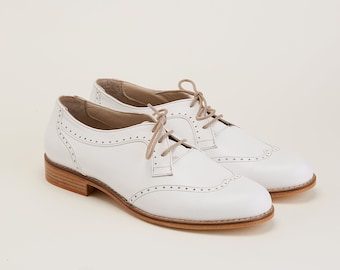 Men’s Oxfords in White Leather | Swing Dance Shoes | Vintage Shoes | Customized | Harlem Shoes