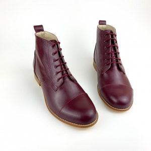 Derby Boots in Bordeaux Leather | Unisex Swing Dance Shoes | Vintage Shoes | Customized | Harlem Shoes