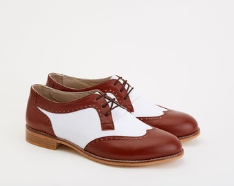 Men's Oxfords in Brown & White Leather | Swing Dance Shoes | Vintage Shoes | Customized | Harlem Shoes