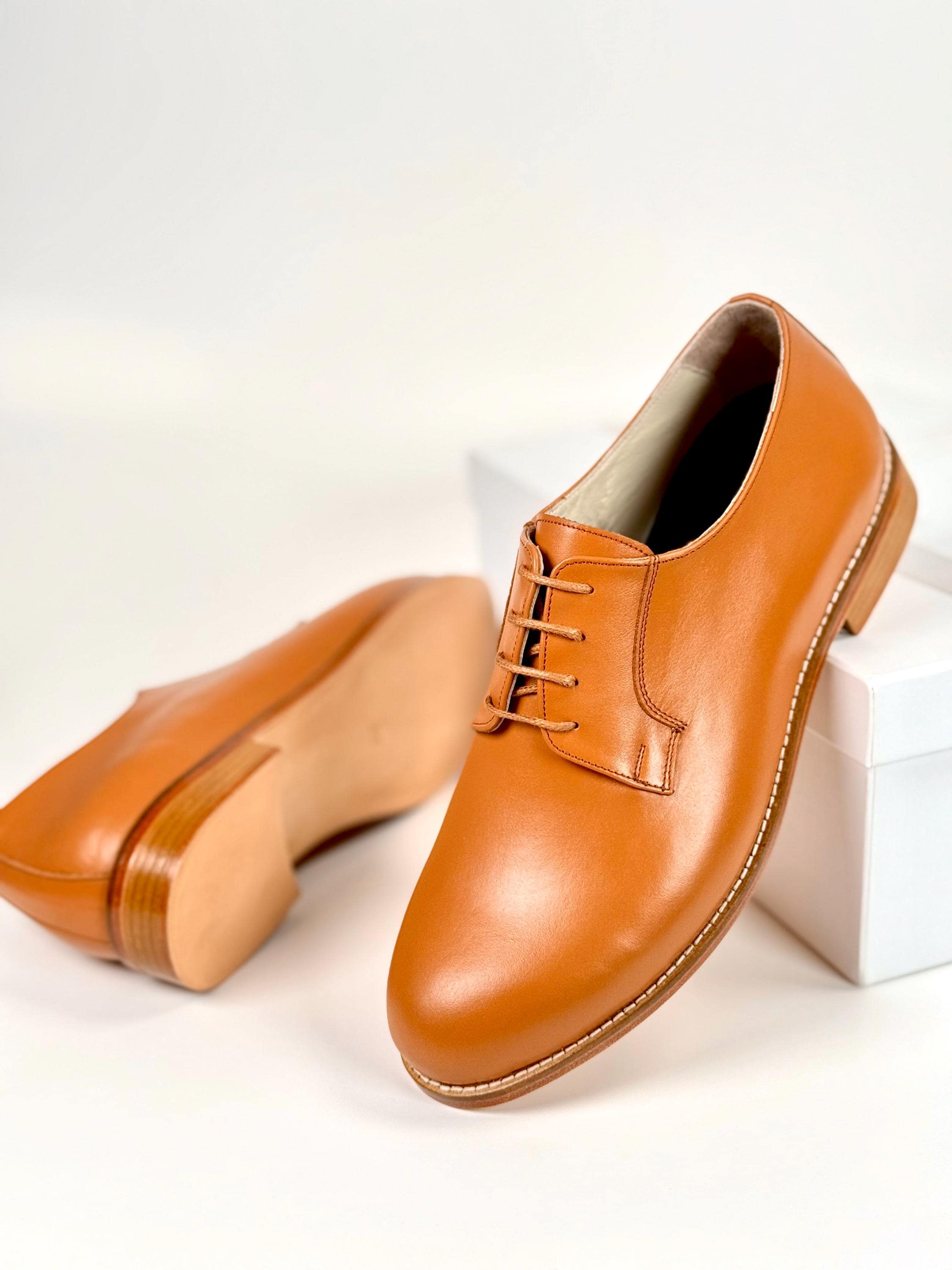 Brown Leather Tie Shoes Women - Etsy