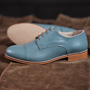 California in Teal Grün Leder | Unisex Swing Schuhe | Vintage Schuhe | Angepasst | Harlem Schuhe