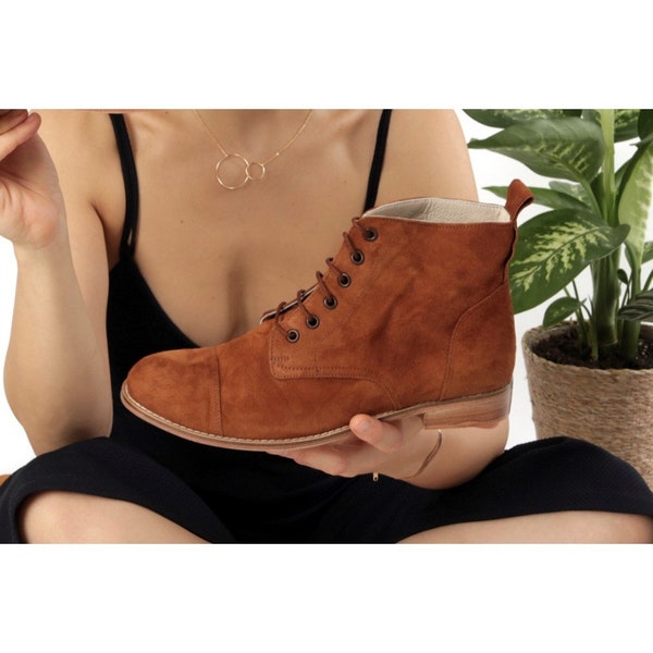 Derby Boots in Caramel Suede | Unisex Swing Dance Shoes | Vintage Shoes | Customized | Harlem Shoes