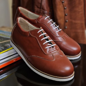 New York in Braunem Leder | Unisex Swing Schuhe | Vintage Schuhe | Angepasst | Harlem Schuhe