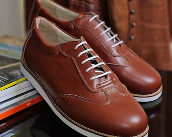 Nueva York en cuero marrón / Zapatos de swing unisex / Zapatos vintage / Personalizados / Zapatos Harlem