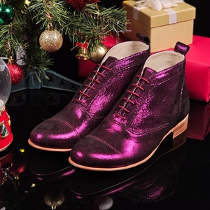 Glatte Stiefel in Violet Rain Wildleder | Frauen Swing Tanzschuhe | Vintage Schuhe | Angepasst | Harlem Schuhe