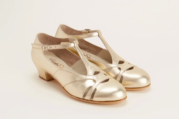 Primavera en cuero oro platino / Zapatos de baile para - España