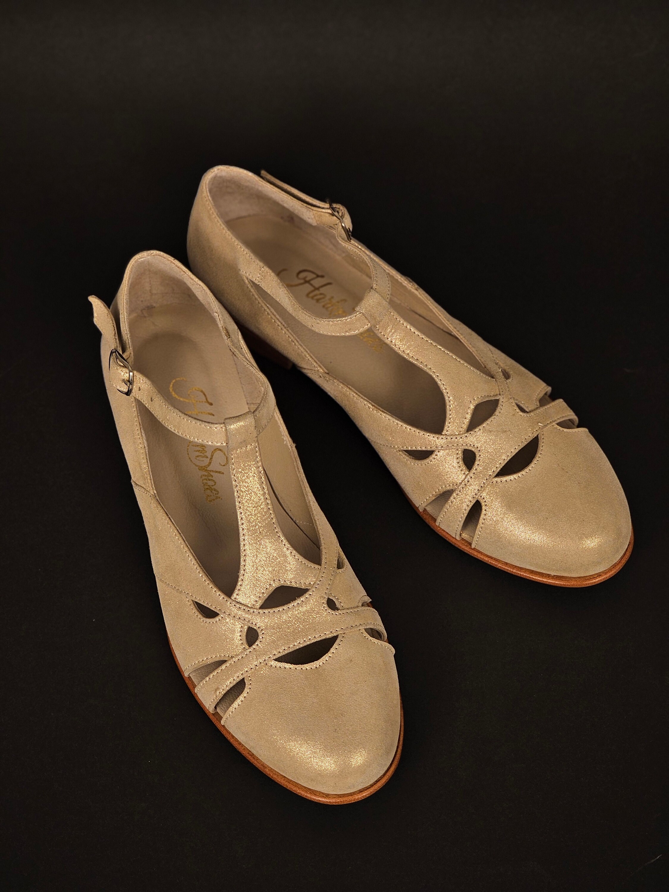Spring in Gold Suede | Women Swing Dance Shoes | Vintage Shoes | Customized | Harlem Shoes