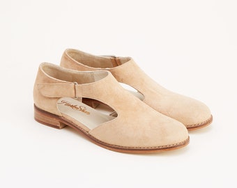 Milan in Beige Suede | Women Swing Dance Shoes | Vintage Shoes | Customized | Harlem Shoes