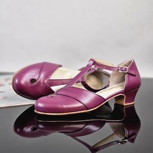 Muse in aubergine Leder | Frauen Swing Tanzschuhe | Vintage Schuhe | Angepasst | Harlem Schuhe