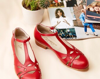 Spring in Red Leather | Women Swing Dance Shoes | Vintage Shoes | Customized | Harlem Shoes