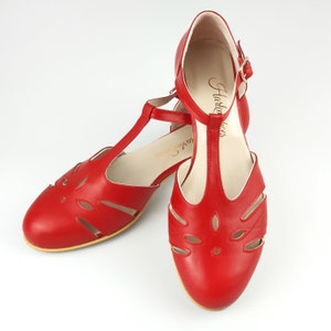 Rosy in Red Leather | Women Swing Dance Shoes | Vintage Shoes | Customized | Harlem Shoes