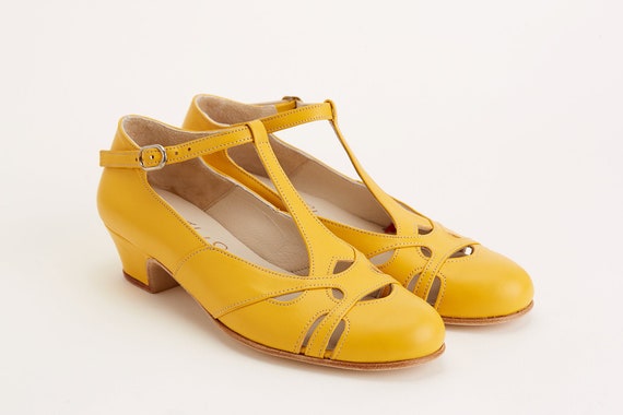 Primavera en cuero amarillo / Zapatos de swing para - Etsy