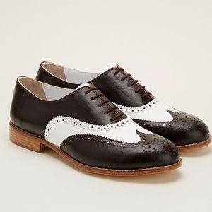 Brogue in Dark Chocolate & White Leather | Unisex Swing Dance Shoes | Vintage Shoes | Customized | Harlem Shoes