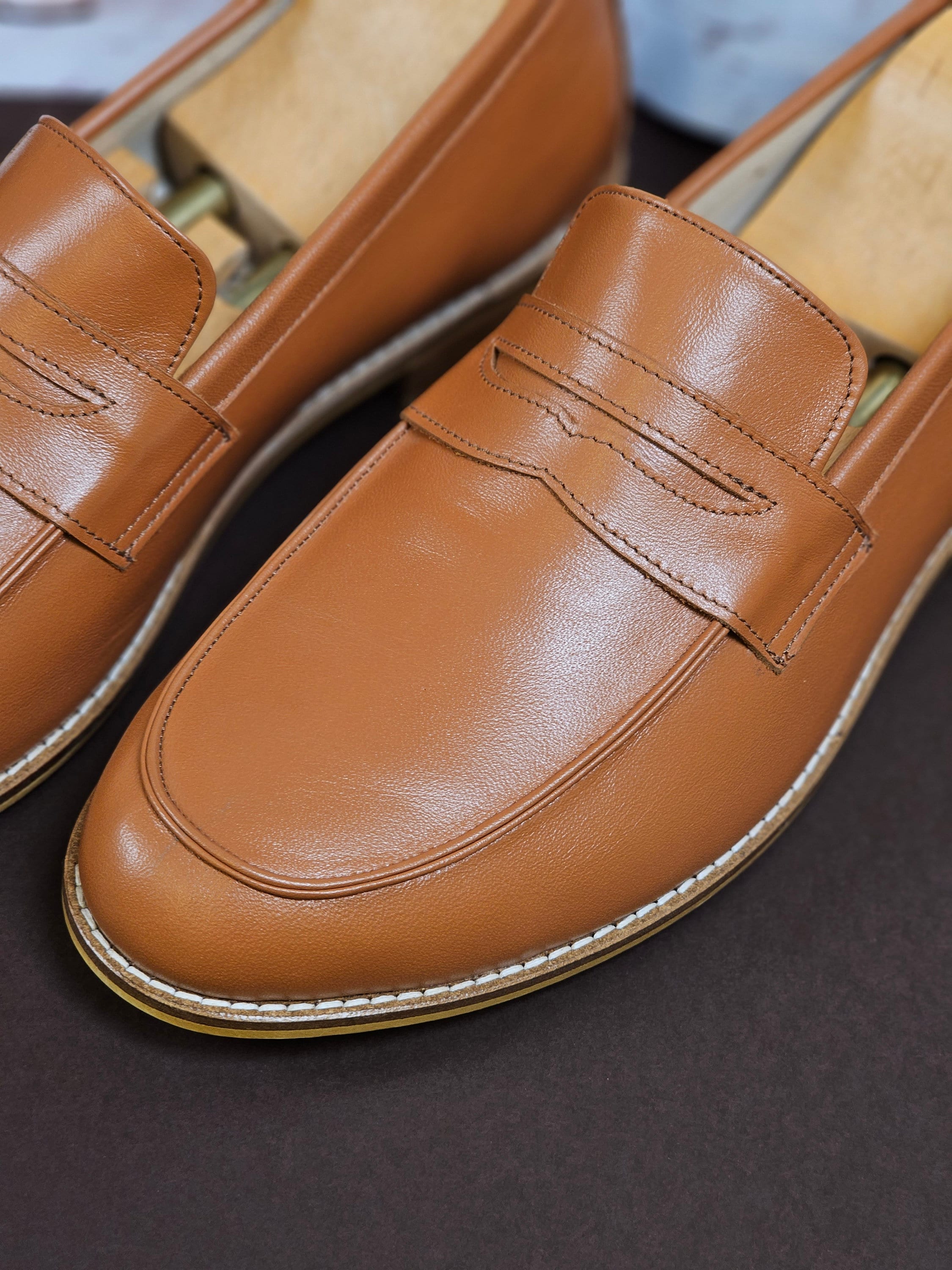 Loafers in Light Brown Leather | Unisex Swing Dance Shoes | Vintage Shoes | Customized | Harlem Shoes
