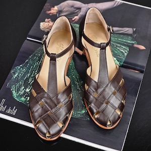 Sommer in dunklem Leder | Frauen Swing Tanzschuhe | Vintage Schuhe | Angepasst | Harlem Schuhe
