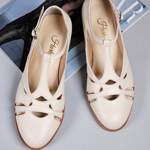 Spring in White Leather | Women Swing Dance Shoes | Vintage Shoes | Customized | Harlem Shoes