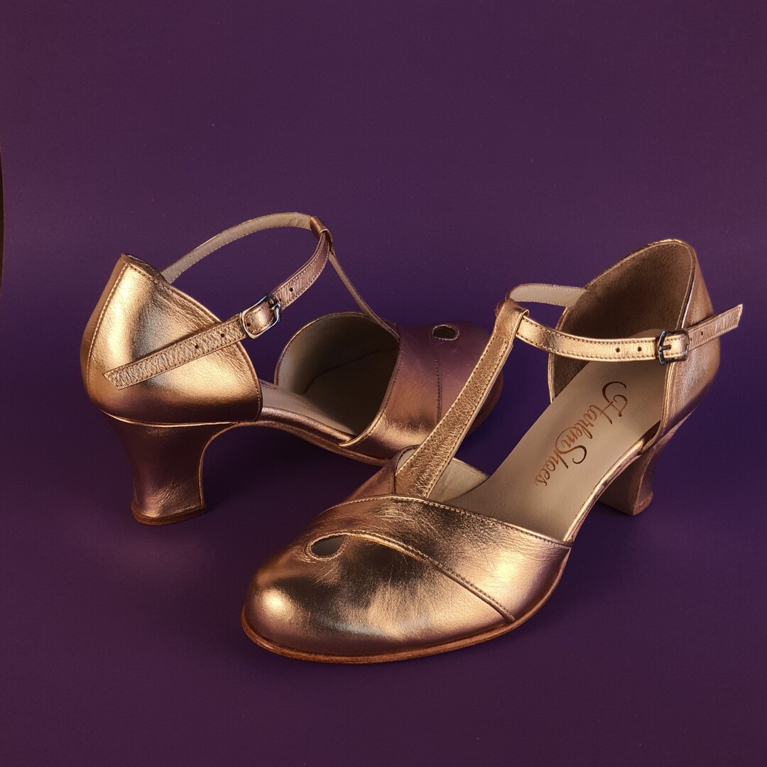 Musa in pelle oro rosa Scarpe da ballo swing da donna Scarpe