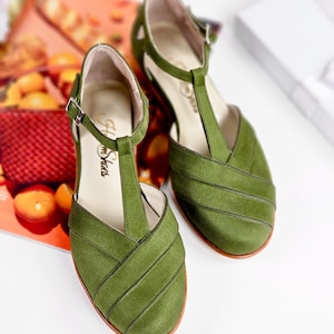 Sugar in Faux Green Suede | Women Swing Dance Shoes | Vintage Shoes | Customized | Harlem Shoes