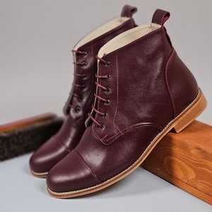 Derby Boots in Bordeaux Leather | Unisex Swing Dance Shoes | Vintage Shoes | Customized | Harlem Shoes