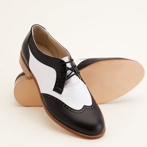 Oxfords para hombre en cuero blanco y negro / Zapatos de baile swing / Zapatos vintage / Personalizado / Zapatos Harlem imagen 4