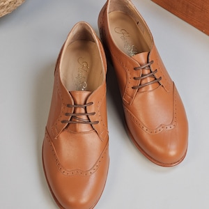 Damen Oxfords aus hellbraunem Leder | Frauen Swing Tanzschuhe | Vintage Schuhe | Angepasst | Harlem Schuhe