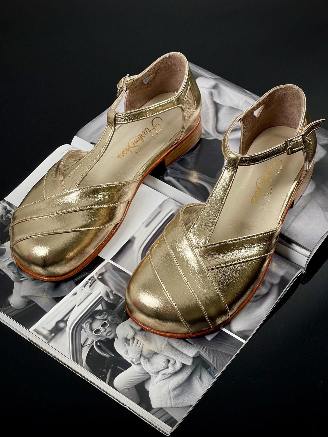 Barefoot Sugar in Platinum Gold Leather | Women Swing Dance Shoes | Vintage Shoes | Customized | Harlem Shoes Barefoot Sugar in Platinum Gold Leather | Women Swing Dance Shoes | Vintage Shoes | Customized | Harlem Shoes