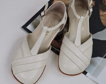 Barefoot Sugar in Broken White Leather | Women Swing Dance Shoes | Vintage Shoes | Customized | Harlem Shoes