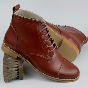 Derby Stiefel aus braunen Leder | Unisex Swing Dance Schuhe | Vintage Schuhe | Personalisierte | Harlem Schuhe