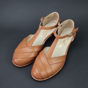 Zuckersüßes Leder in Hellbraun | Frauen Swing Tanzschuhe | Vintage Schuhe | Angepasst | Harlem Schuhe