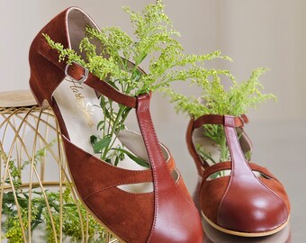 Isabel in Brown Suede & Leather | Women Swing Dance Shoes | Vintage Shoes | Customized | Harlem Shoes