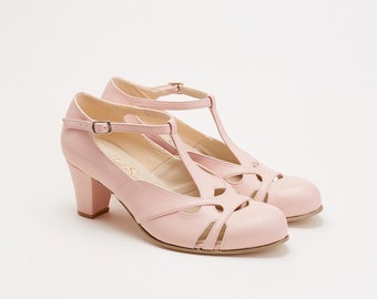 Spring in Faux Pink Leather | BALBOA Heels | Women Swing Dance Shoes | Vintage Shoes | Customized | Harlem Shoes