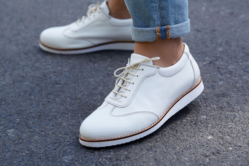 New York in White Leather UNISEX Swing Dance Shoes Vintage Shoes Customized Harlem Shoes image 1