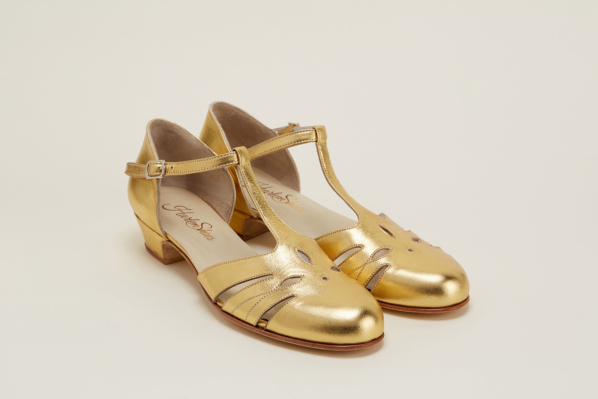 Scarpe Da Ballo Zaylee EU42 Oro - In Pelle Laccata, Stile Vintage, Con Lacci, Tacco Piatto